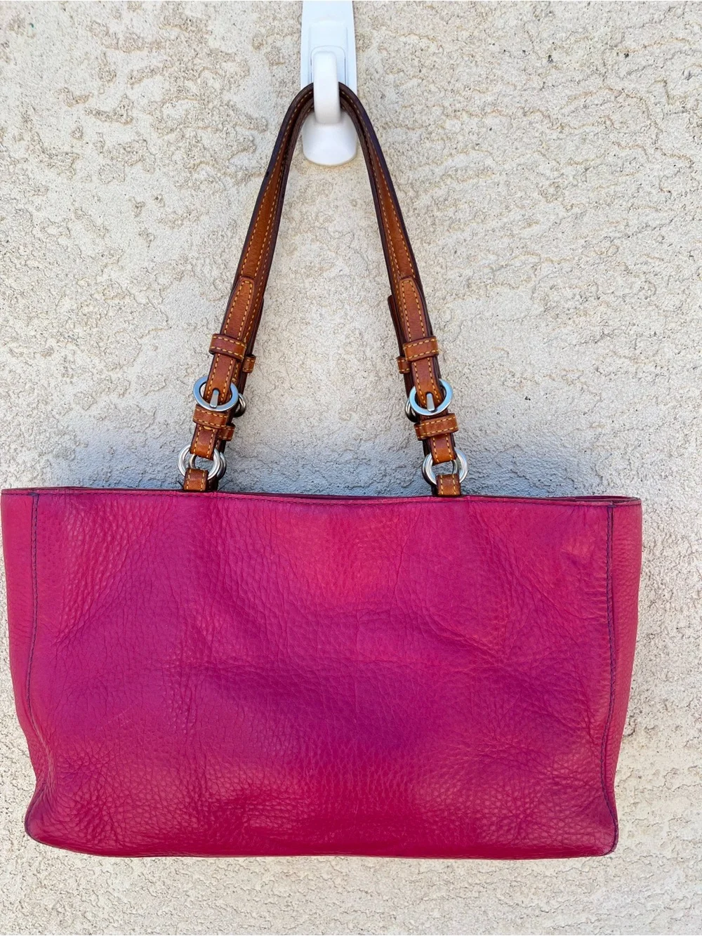 Vintage COACH Chelsea Dark Pink Leather Tote Bag 2005